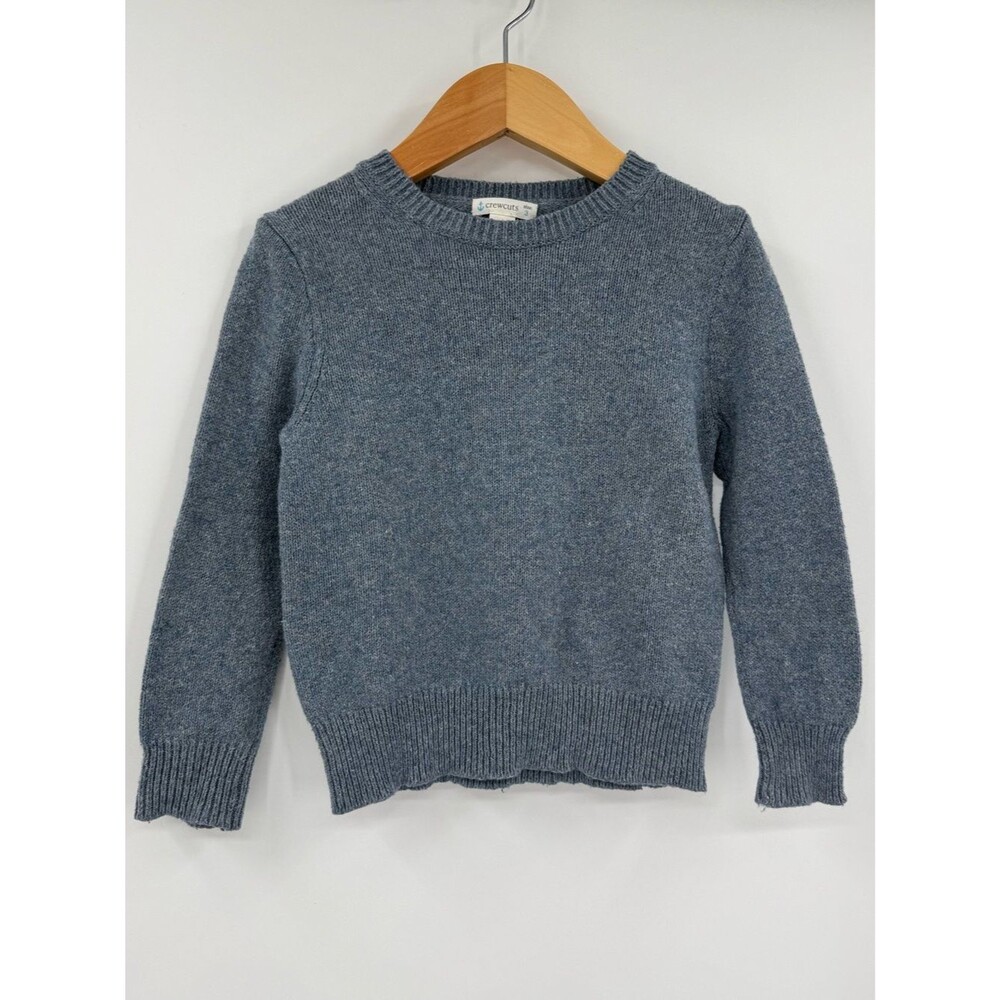 Crewcuts Boys Cotton / Wool Blend Crewneck Sweater | Blue Heather | Size 3